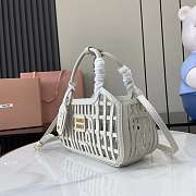 Colestore Miu Miu Chalk White Leather Basket 24x12.5x9cm - 6