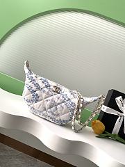 Colestore Chanel CoCo Beach Large Hobo Bag, Printed denim & Gold-tone Metal, White & Blue - 1