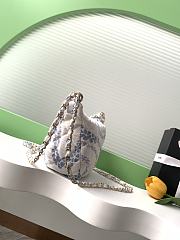 Colestore Chanel CoCo Beach Large Hobo Bag, Printed denim & Gold-tone Metal, White & Blue - 3