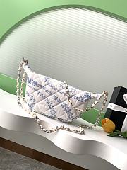 Colestore Chanel CoCo Beach Large Hobo Bag, Printed denim & Gold-tone Metal, White & Blue - 4