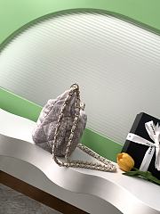 Colestore Chanel CoCo Beach Large Hobo Bag, Printed denim & Gold-tone Metal, White & Gray - 4
