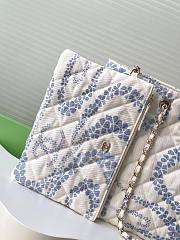 Colestore Chanel Coco Beach Shopping Bag Printed Denim & Gold-Tone Metal Light Blue & White - 5