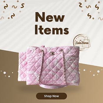 Colestore Chanel Coco Beach Shopping Bag Printed Denim & Gold-Tone Metal Light Pink & White