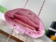 Colestore Chanel Coco Beach Shopping Bag Printed Denim & Gold-Tone Metal Light Pink & White - 6
