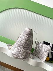 Colestore Chanel Coco Beach Shopping Bag Printed Denim & Gold-Tone Metal Light Gray & White - 2