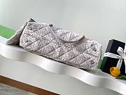 Colestore Chanel Coco Beach Shopping Bag Printed Denim & Gold-Tone Metal Light Gray & White - 3