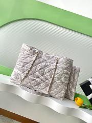 Colestore Chanel Coco Beach Shopping Bag Printed Denim & Gold-Tone Metal Light Gray & White - 4