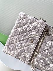 Colestore Chanel Coco Beach Shopping Bag Printed Denim & Gold-Tone Metal Light Gray & White - 5