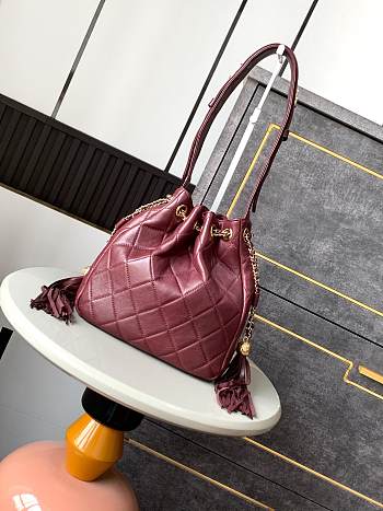 Colestore Chanel 25A Vintage Drawstring Bag Burgundy 