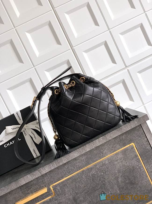 Colestore Chanel 25A Vintage Drawstring Bag Black - 1
