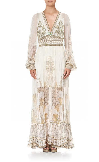 Colestore Camilla Women's Shirred Silk Maxi Dress 