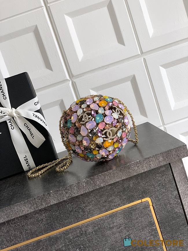 Colestore Chanel Sphere Minaudiere   Gold-Tone Metal & Strass 13x13x13cm - 1