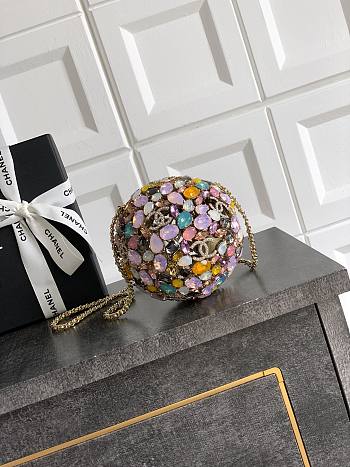 Colestore Chanel Sphere Minaudiere   Gold-Tone Metal & Strass 13x13x13cm