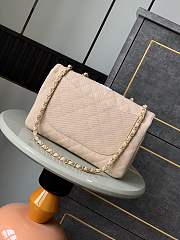 Colestore Chanel Vintage Beige Flap Bag with White Embroidery 26cm - 4