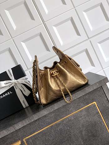 Colestore Chanel 25 Mini Handbag Metallic Grained Calfskin & Gold-Tone Metal Dark Gold 20x 22x12.5cm