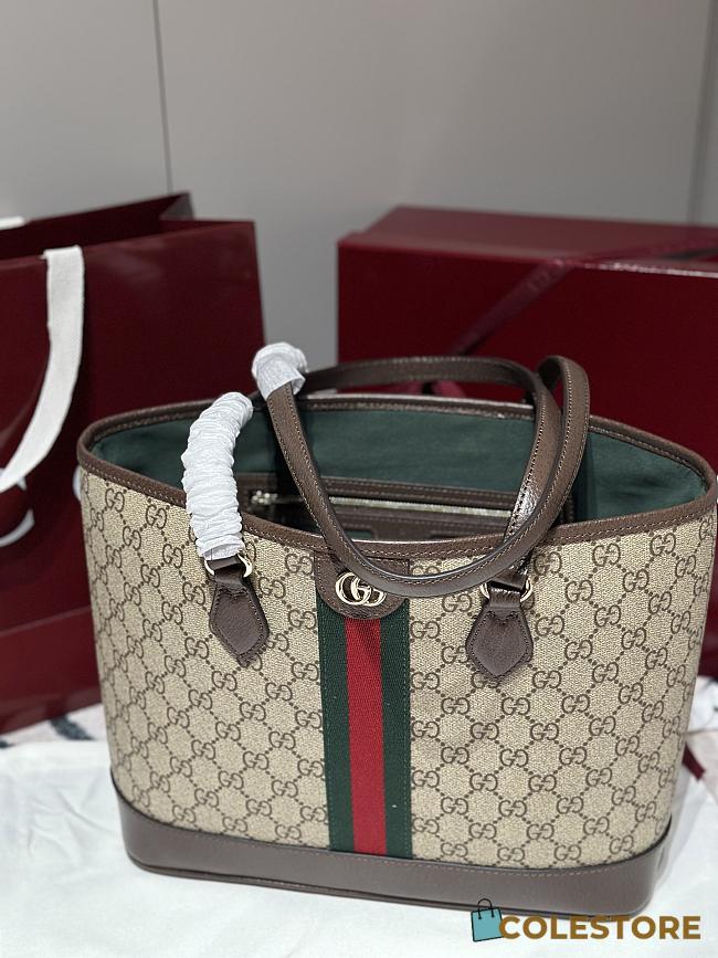 Colestore Gucci Ophidia Medium Tote Bag Beige and Brown 31x24x13cm - 1