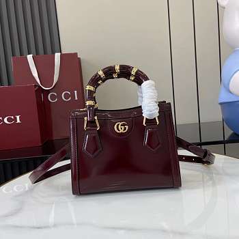 Colestore Gucci Diana Small Tote Bag in Rosso Ancora Red Leather 20x16x10cm