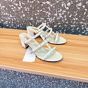 Colestore Valentino Rockstud Slider Sandal in Calfskin White Tone-On-Tone Studs 6cm - 3