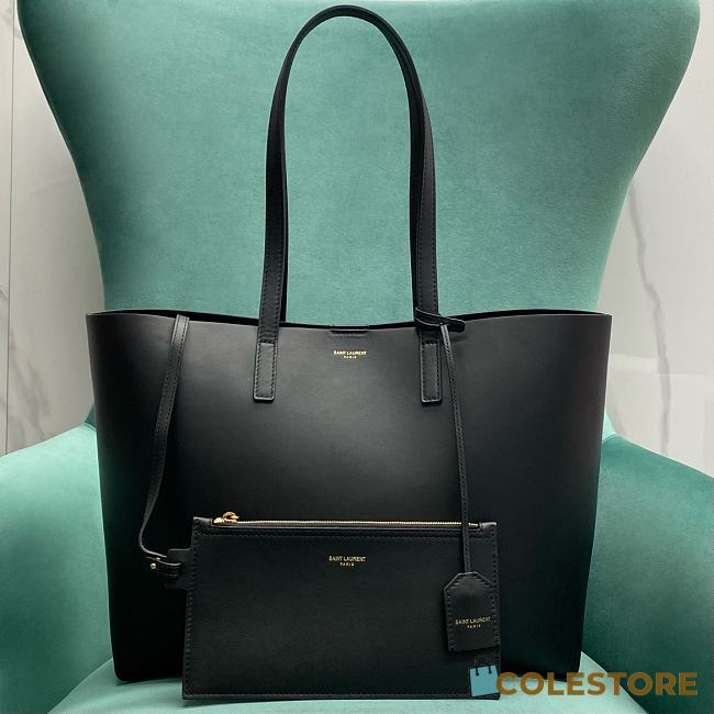 Colestore YSL Saint Laurent Calfskin Large Shopping Tote Black 35x13x28cm - 1