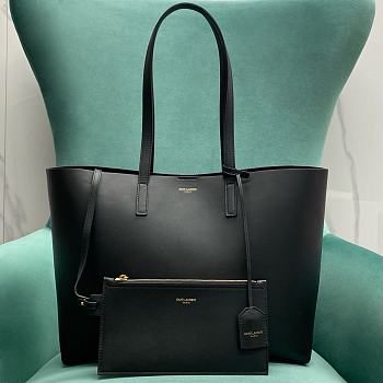 Colestore YSL Saint Laurent Calfskin Large Shopping Tote Black 35x13x28cm