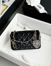 Colestore Chanel 25A Ultra Mini Pearl Heart CF Charm Bag Black 8x12.5x5cm - 2