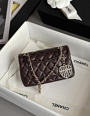 Colestore Chanel 25A Ultra Mini Pearl Heart CF Charm Bag Brown 8x12.5x5cm - 6