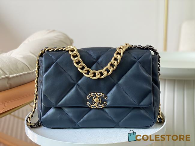 Colestore Chanel AS1161 Tofu Bag Medium Navy Blue 30x10x20cm - 1