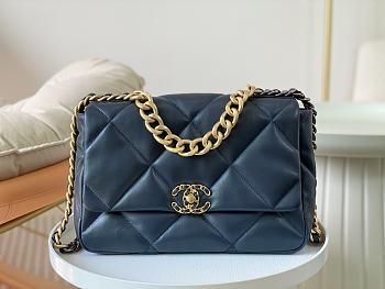 Colestore Chanel AS1161 Tofu Bag Medium Navy Blue 30x10x20cm