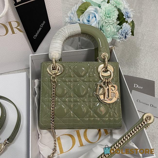 Colestore Dior Patent Cannage Mini Lady Dior Green 17cm - 1