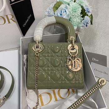 Colestore Dior Patent Cannage Mini Lady Dior Green 17cm