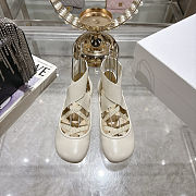 Colestore Dior Shade Ballet Flat White Lambskin and Elastic Straps  - 1