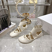 Colestore Dior Shade Ballet Flat White Lambskin and Elastic Straps  - 2