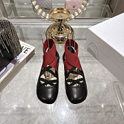 Colestore Dior Shade Ballet Flat Black Satin with Red and Black Elastic Straps - 1