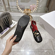 Colestore Dior Shade Ballet Flat Black Satin with Red and Black Elastic Straps - 6