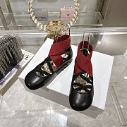 Colestore Dior Shade Ballet Flat Black Satin with Red and Black Elastic Straps - 5