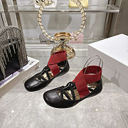 Colestore Dior Shade Ballet Flat Black Satin with Red and Black Elastic Straps - 3