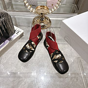 Colestore Dior Shade Ballet Flat Black Satin with Red and Black Elastic Straps - 2