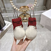 Colestore Dior Shade Ballet Flat White Satin with Red and Elastic Straps - 6