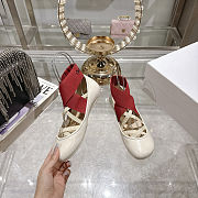 Colestore Dior Shade Ballet Flat White Satin with Red and Elastic Straps - 2
