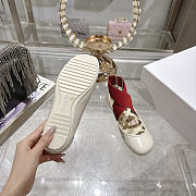 Colestore Dior Shade Ballet Flat White Satin with Red and Elastic Straps - 3