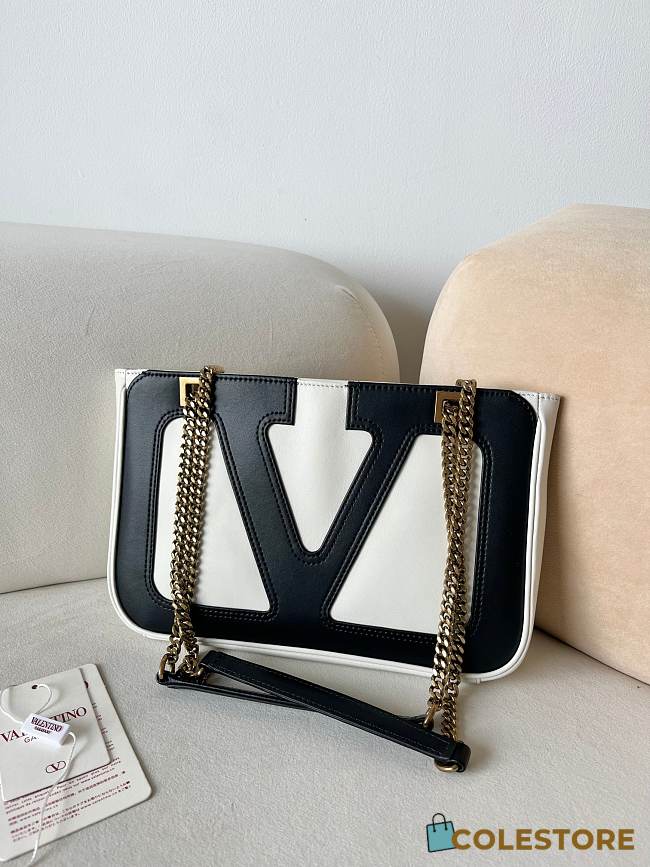 Colestore Valentino Garavani Viva Superstar Medium Nappa Leather Shopping Bag Butter/Black 27x18x3cm - 1