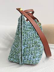 Colestore Valentino Garavani VLogo Medium Shopping Bag In Raffia Crochet Blue 35x25x17cm - 6