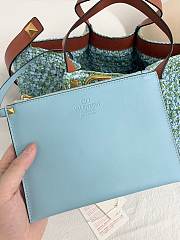 Colestore Valentino Garavani VLogo Medium Shopping Bag In Raffia Crochet Blue 35x25x17cm - 5