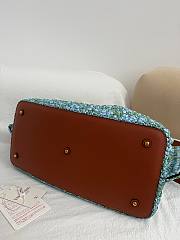 Colestore Valentino Garavani VLogo Medium Shopping Bag In Raffia Crochet Blue 35x25x17cm - 4