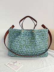 Colestore Valentino Garavani VLogo Medium Shopping Bag In Raffia Crochet Blue 35x25x17cm - 3