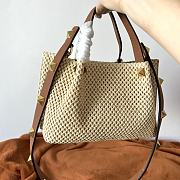 Colestore Valentino Garavani Raffia Grained Calfskin Small Rockstud Tote 25x18x1cm - 6