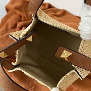 Colestore Valentino Garavani Raffia Grained Calfskin Small Rockstud Tote 25x18x1cm - 5