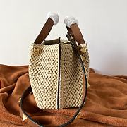 Colestore Valentino Garavani Raffia Grained Calfskin Small Rockstud Tote 25x18x1cm - 4