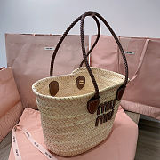 Colestore Miu Miu Woven Straw Tote Bag in Metallic 26x26x17cm - 5