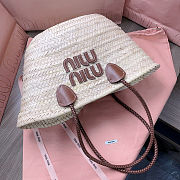 Colestore Miu Miu Woven Straw Tote Bag in Metallic 26x26x17cm - 3